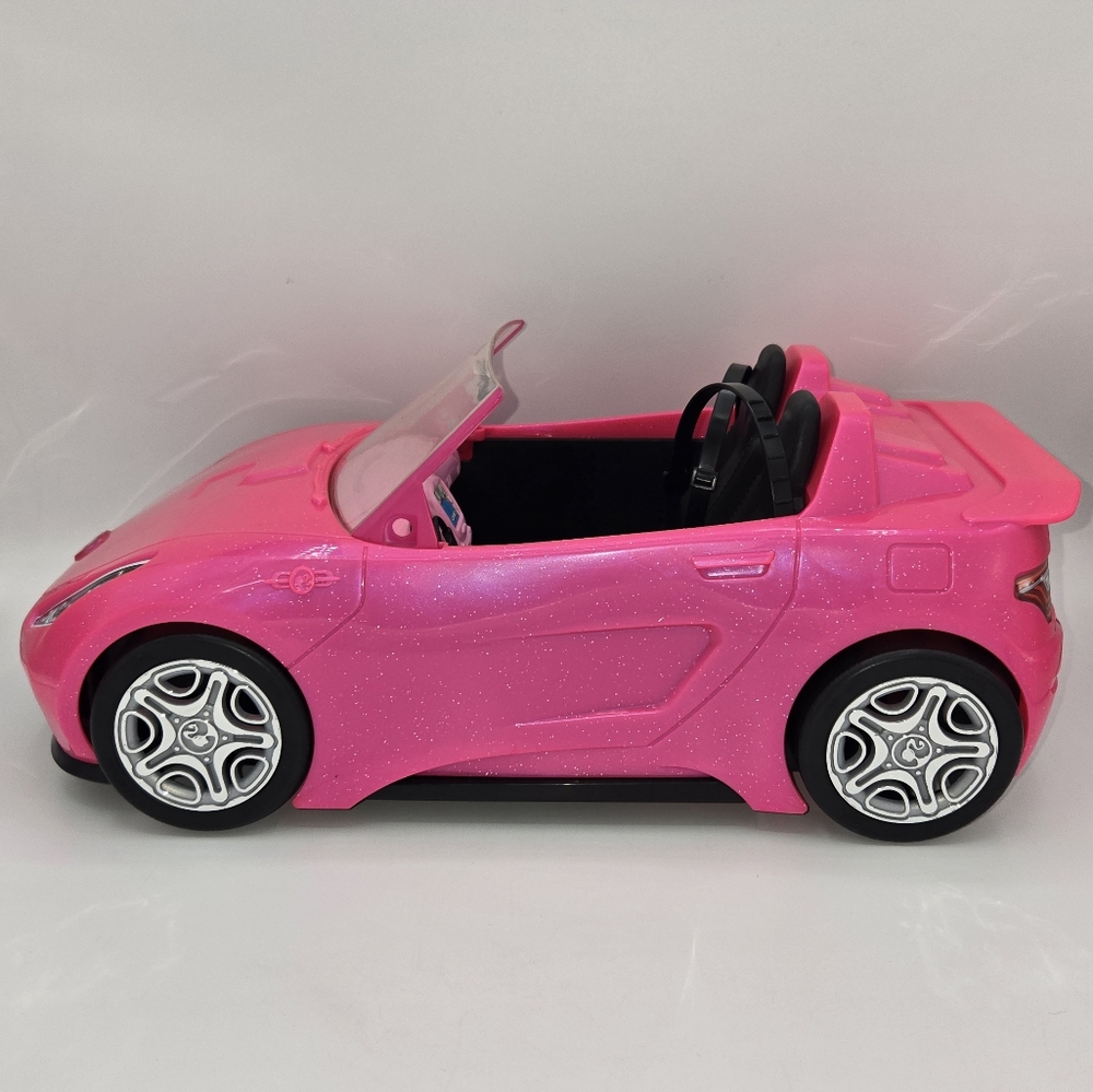2016 Mattel Barbie Glam Pink Glitter Convertible Car with Seat Belts